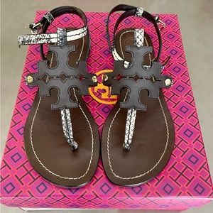 Tory Burch Chandler Flat Sandal - Airless Snake Print - Gently Used - Size 7